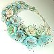 Waltz Mint Meadows. Necklace made of natural stones, fabric flowers, Necklace, St. Petersburg,  Фото №1