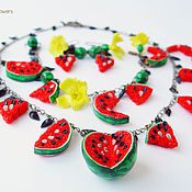Украшения handmade. Livemaster - original item Jewelry set with watermelons. polymer clay.. Handmade.