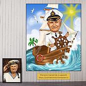 Сувениры и подарки handmade. Livemaster - original item A gift to grandpa, dad for an anniversary, birthday. Cartoon, a sailor on a ship. Handmade.