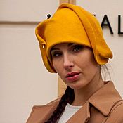 Аксессуары handmade. Livemaster - original item hats: Felt hat yellow daffodil. Handmade.
