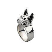 Украшения handmade. Livemaster - original item French Bulldog Ring, Silver Ring, Dog Ring, Cute Animal Ring. Handmade.