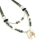 Украшения handmade. Livemaster - original item Black leather necklace, multi-row necklace 