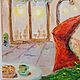 "Уличное кафе. Девушка в красном" 50х50см. Масло. Холст. Картины. Галерея Авдеенковой Ольги. Ярмарка Мастеров.  Фото №8