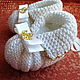 Order Booties for the baptism of the 'little Angels gold'. flax&lace. Livemaster. . Babys bootees Фото №3