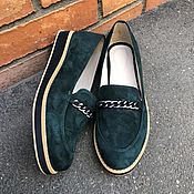Обувь ручной работы handmade. Livemaster - original item Pumps View dark green suede chain. Handmade.