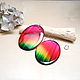 Transparent Earrings Rainbow Epoxy Pink Green White Boho, Earrings, Taganrog,  Фото №1
