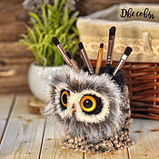 Канцелярские товары handmade. Livemaster - original item Pencil holder owl. Handmade.