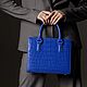 Women's bag made of genuine crocodile leather in blue, Classic Bag, St. Petersburg,  Фото №1