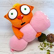 Куклы и игрушки handmade. Livemaster - original item Will Not Give Up! Soft toy plush red cat with sausage. Handmade.