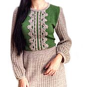 Одежда handmade. Livemaster - original item Celine`s boho dress, half-wool, machine-knitted, crocheted. Handmade.