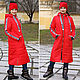 Long red women's jacket, quilted red coat with hood - Winter Coat, Outerwear Jackets, Novosibirsk,  Фото №1