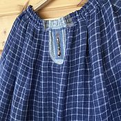 Одежда handmade. Livemaster - original item Skirts: Linen skirt in a cage 
