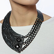 Украшения handmade. Livemaster - original item Necklace made of the skin of the Face. Leather necklace with chains.. Handmade.