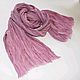 Linen scarf summer women boho pink and grey with cream beige, Scarves, Tver,  Фото №1