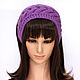 Headband with a braid, knitted on the hair Purple. Bandage. Space Cat Knitting. Online shopping on My Livemaster.  Фото №2