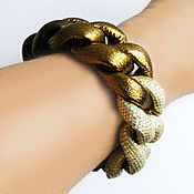 Украшения handmade. Livemaster - original item Tricolor Leather Chain Bracelet Fashion chain color Gold Bronze chain. Handmade.