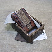 Сувениры и подарки handmade. Livemaster - original item Cigarette case with crocodile insert in a gift box. Regular cigarettes. Handmade.