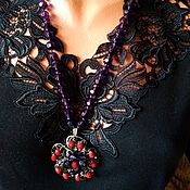 Украшения handmade. Livemaster - original item Brooch Pendant on Long Crystal Vintage Beads. Handmade.