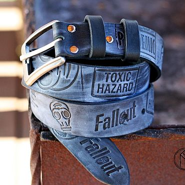 Кожаный ремень "Fallout toxic". . Аксессуары ручной работы - Ярмарка Мастеров Аксессуары ручной работы. Ярмарка Мастеров - ручная работа Кожаный ремень "Fallout toxic". Handmade.
