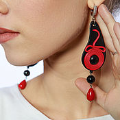 Украшения handmade. Livemaster - original item Yin Yang Leather Earrings. Leather earrings with agate.. Handmade.