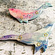 Brooch ' Gentle sky whale, blue, pink, with sequins'. Brooches. greenfox-23. My Livemaster. Фото №6