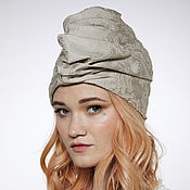 Аксессуары handmade. Livemaster - original item Turban hat hijab of a beige cotton jacquard. Handmade.