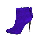 Винтаж handmade. Livemaster - original item Bright luxurious blue velour ankle Boots. Handmade.