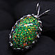 Green Opals Dragon Egg Pendant. Laboratory opals in se. resin, Pendant, Kamensk-Uralsky,  Фото №1