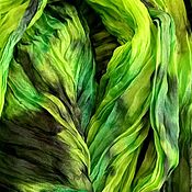 Аксессуары handmade. Livemaster - original item Silk Scarf Green bright Stole batik boho scarf gift for woman. Handmade.