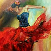 Картины и панно handmade. Livemaster - original item The woman in red dance oil painting based on the works of Razumovsky. Handmade.