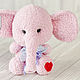 розовый слон Кира, маленькая вязаная мягкая игрушка, Мягкие игрушки, Курск,  Фото №1
