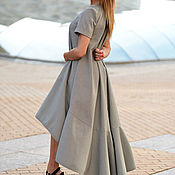 Одежда handmade. Livemaster - original item Asymmetrical plaid dress, cotton Dress - DR0169CT. Handmade.
