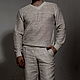Order Cardigan mens 100%linen yarn long sleeve. Exclusive linen jersey from Elena. Livemaster. . Mens jumpers Фото №3
