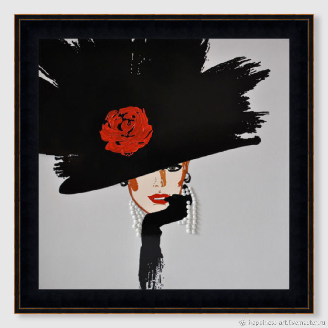 Стильная интерьерная картина женщина в черной шляпе Софи в  интернет-магазине Ярмарка Мастеров по цене 16000 ₽ – L46JARU | Картины,  Москва - доставка по России