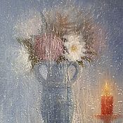 Картины и панно handmade. Livemaster - original item Still life with asters and red candles.( Vladimir Tarasov). Handmade.