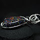 Order Drop pendant with laboratory black opals in steel wire. Mosaic Opal (mosaicopal). Livemaster. . Pendants Фото №3