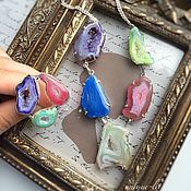 Украшения handmade. Livemaster - original item Set Necklace and Ring from colored agate slices. Handmade.