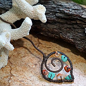 Украшения handmade. Livemaster - original item Hairpin-leaf with coral and howlite.. Handmade.