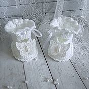 Одежда детская handmade. Livemaster - original item Booties knitted shoes for girls. Baby booties made of yarn. Handmade.