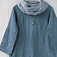 Oversized blouse made of dusty blue linen, Blouses, Tomsk,  Фото №1