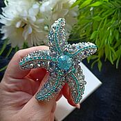 Украшения handmade. Livemaster - original item Starfish Bead Pin Brooch with natural Topaz. Handmade.