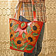 Tote Bag leather bag 'Sunflowers' - red, Tote Bag, Krasnodar,  Фото №1