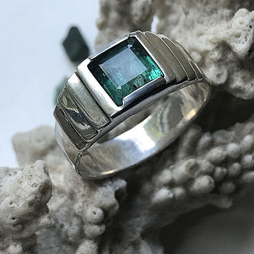 Мужское кольцо с Изумрудом 2,96ct, серебряное кольцо селтик celtic в ...