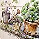 Заказать   Фартук для кухни Выращиваю пряные травы. Флёра Даминова Роспись фарфора. (artflera). Ярмарка Мастеров. . Плитка и изразцы Фото №3