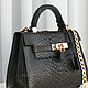Сумка Hermes Kelly из кожи питона черная - Черная кожаная сумка люкс. Классическая сумка. PYTOSHASHOP. Ярмарка Мастеров.  Фото №5
