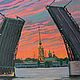 Картина маслом "закат над Петропавловской крепостью". Картины. Художник Надежда Буткевич. Ярмарка Мастеров.  Фото №4