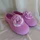 Lilac felted slippers for women with roses, Slippers, Votkinsk,  Фото №1