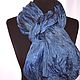 Order Blue Grey Silk Scarf Thin Women's Long Demi-season. Silk scarves gift for Womans. Livemaster. . Scarves Фото №3