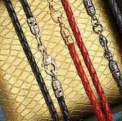 Украшения handmade. Livemaster - original item "Leather cord " gold Plated. Handmade.