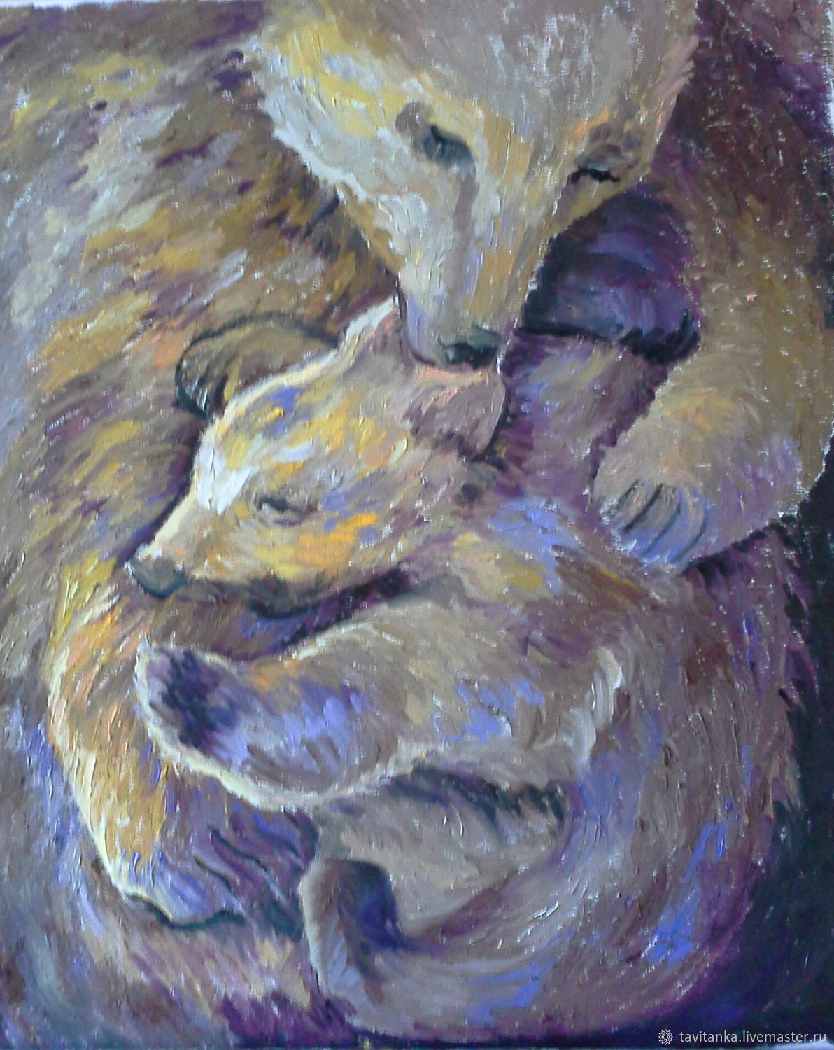 Медведица с медвежатами живопись